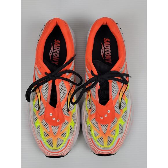Saucony Grid Web White/Citron Vizired Orange S70466-7 Mens 9.5 Athletic Shoes‎ - Picture 3 of 8
